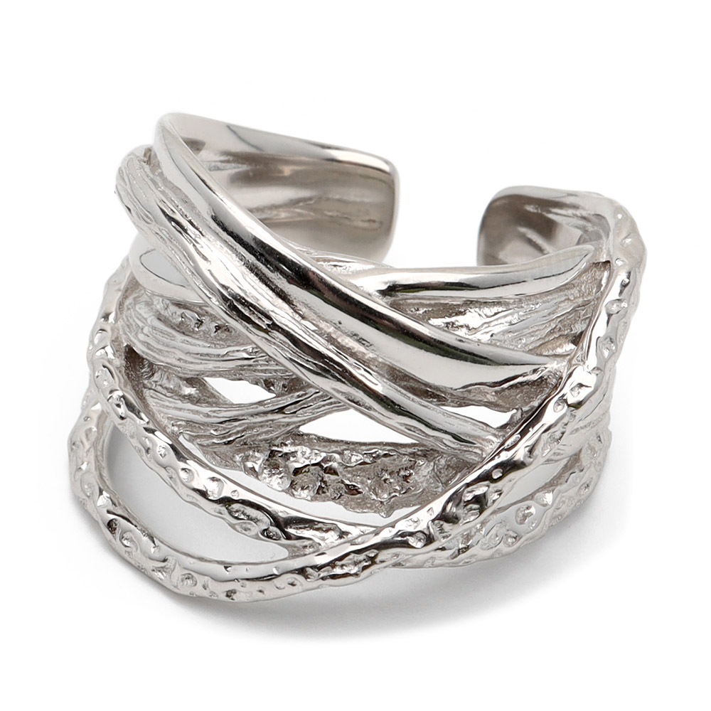 925 幅広で存在感のあるクロスラインリング [cr554]