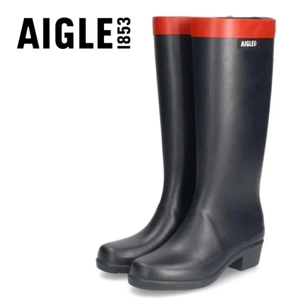 AIGLE エーグル レディース レインブーツ ミリカ ラバーブーツ ZZFNB66 002 マリン 長靴 ブラック 黒 ラバーブーツ ロング丈 防水