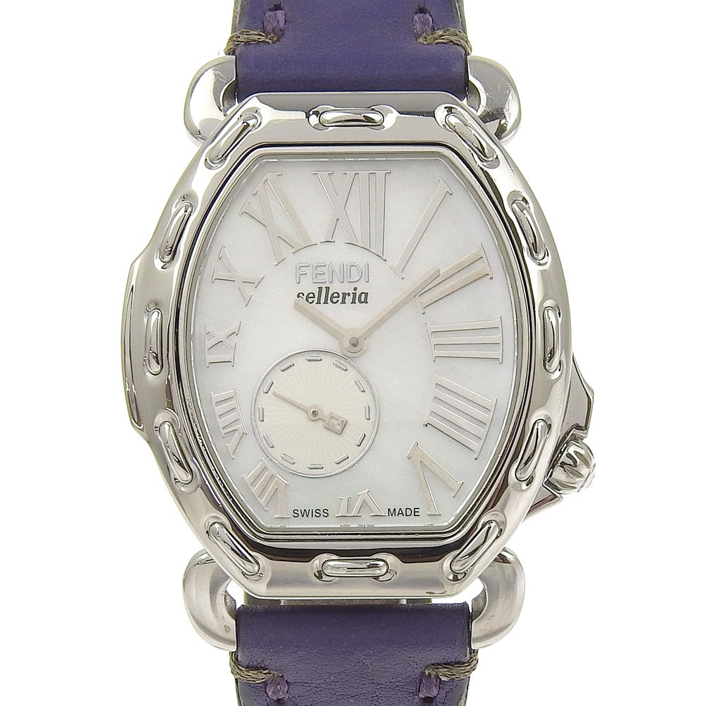 セレリア 8400M 腕時計 ステンレススチール 型押しレザー クオーツ スモールセコンド ボーイズ ホワイトシェル文字盤 中古品 A-ランク