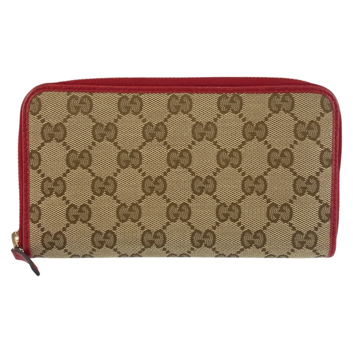 美品 ベージュ レッド ゴールド金具 GGキャンバス 363423 長財布 ロングウォレット レディース 602377