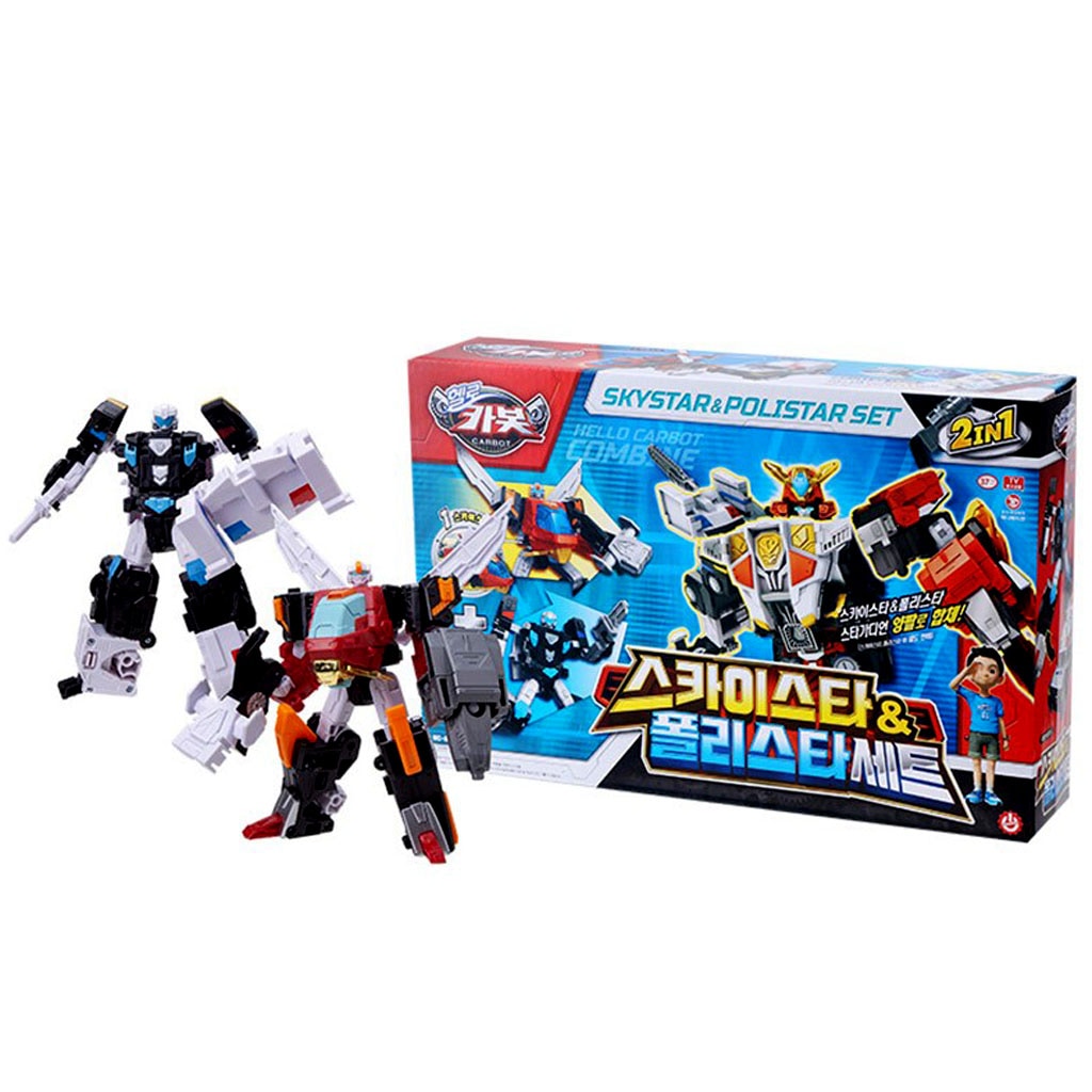 ハローカーボット スターガーディアン スカイスター ポリスター セット 変身ロボット ヘリコプター＆カー モード 4歳以上 韓国アニメ 正規ライセンス