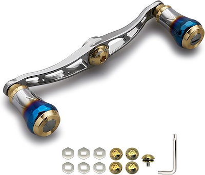 ベイト リール ハンドル シマノ shimano ダイワ daiwa アブガルシア abu 通用 ベイトリール 航空アルミ製(V2.0 - 115mm - ガンメタル＆ゴールド)
