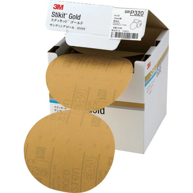 3Mジャパン　3M スティキット ゴールドディスクロール 穴なし ＃320 125mm径　DR320GOL