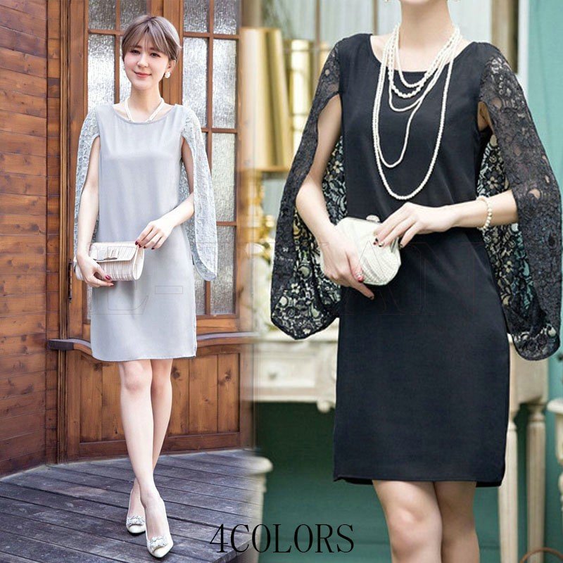 パーティードレス ワンピース 結婚式 ドレス パーティー 大きいサイズ レース 総レース 二次会 お呼ばれ 服 大人 半袖 長袖 2018新作