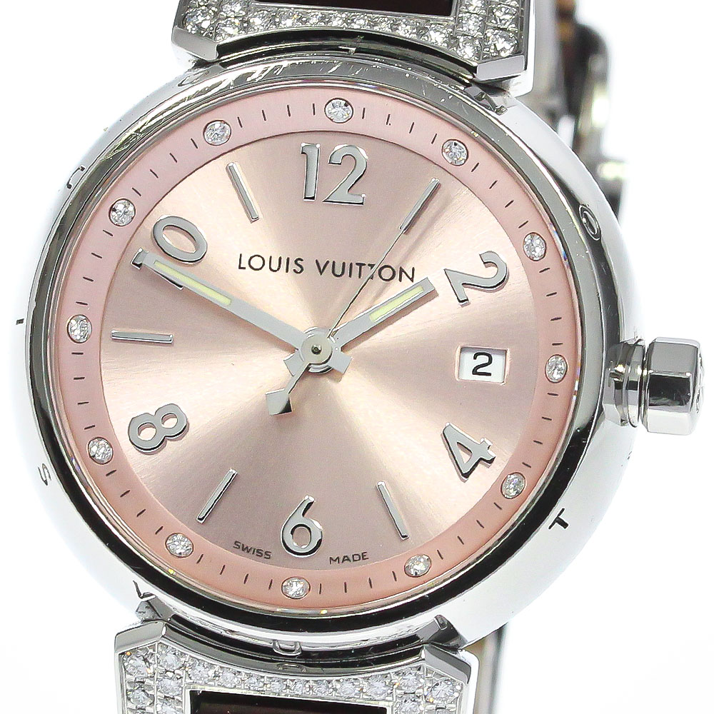 ルイヴィトン LOUIS VUITTON Q121Y タンブール ブラッシュディアモンPM ラグダイヤ 12P クォーツ レディース 箱保証書付き_772890【中古】