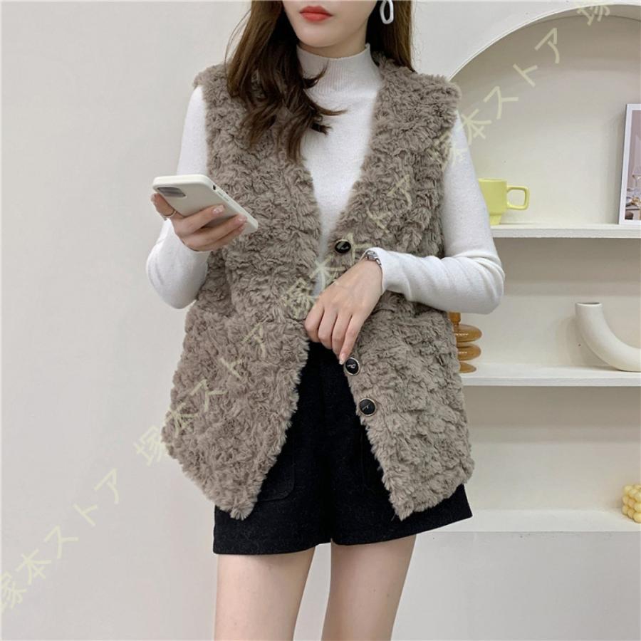 ボアベスト もこもこ フリース ベスト レディース ベスト ショート ノーカラー 大きいサイズ ノースリーブジャケット 韓国 ゆったり 秋 冬 春 部屋着