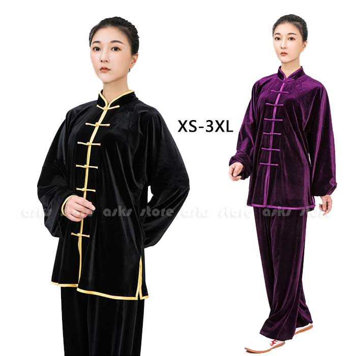 太極拳ウェア 全5色 男女兼用 太極拳服 上下2点セット ベロア素材 レディース メンズ 前開き 長袖 練習着 表演服 男女兼用 カンフー服 トップス パンツ 春 秋 冬 太極拳 ウェア 服 拳法 武