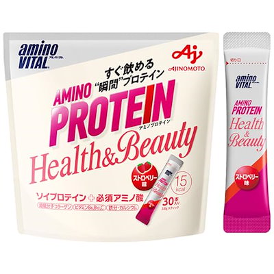 他サイト： アミノバイタル 味の素 アミノプロテイン for woman ストロベリー味 スティック 30本入パウチ アミノ酸 BCAA EAA ソイプロテイン コラーゲン ダイエット 女性の商品画像