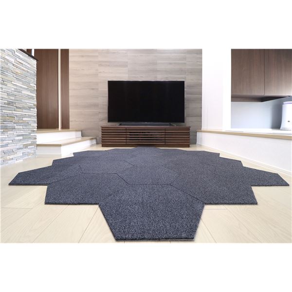 ラグタスタイルラグ タイルラグ ヘキサゴン BK ブラック [約50x43cm／10枚セット]