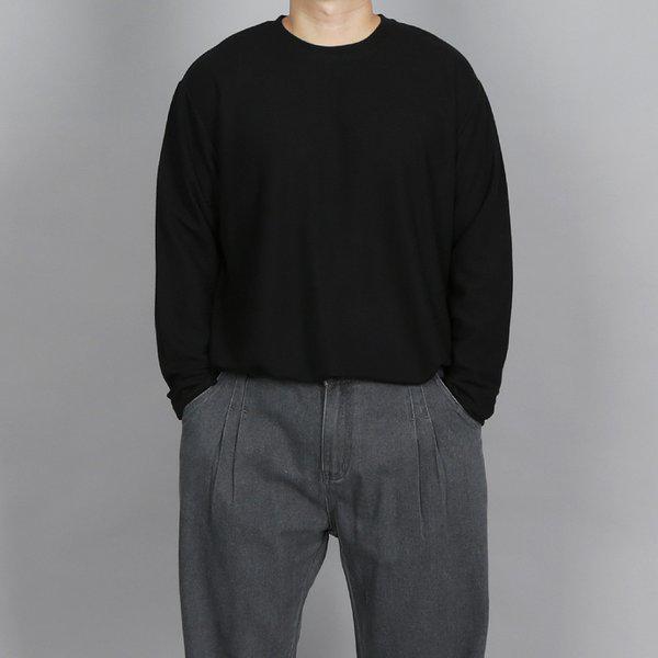 WUNメンズビッグサイズソフトリブ長袖Tシャツ