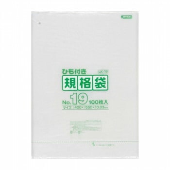 ジャパックス LD規格袋 厚み0.030mm No.19 ひも付き 透明 100枚5冊3箱 LK19