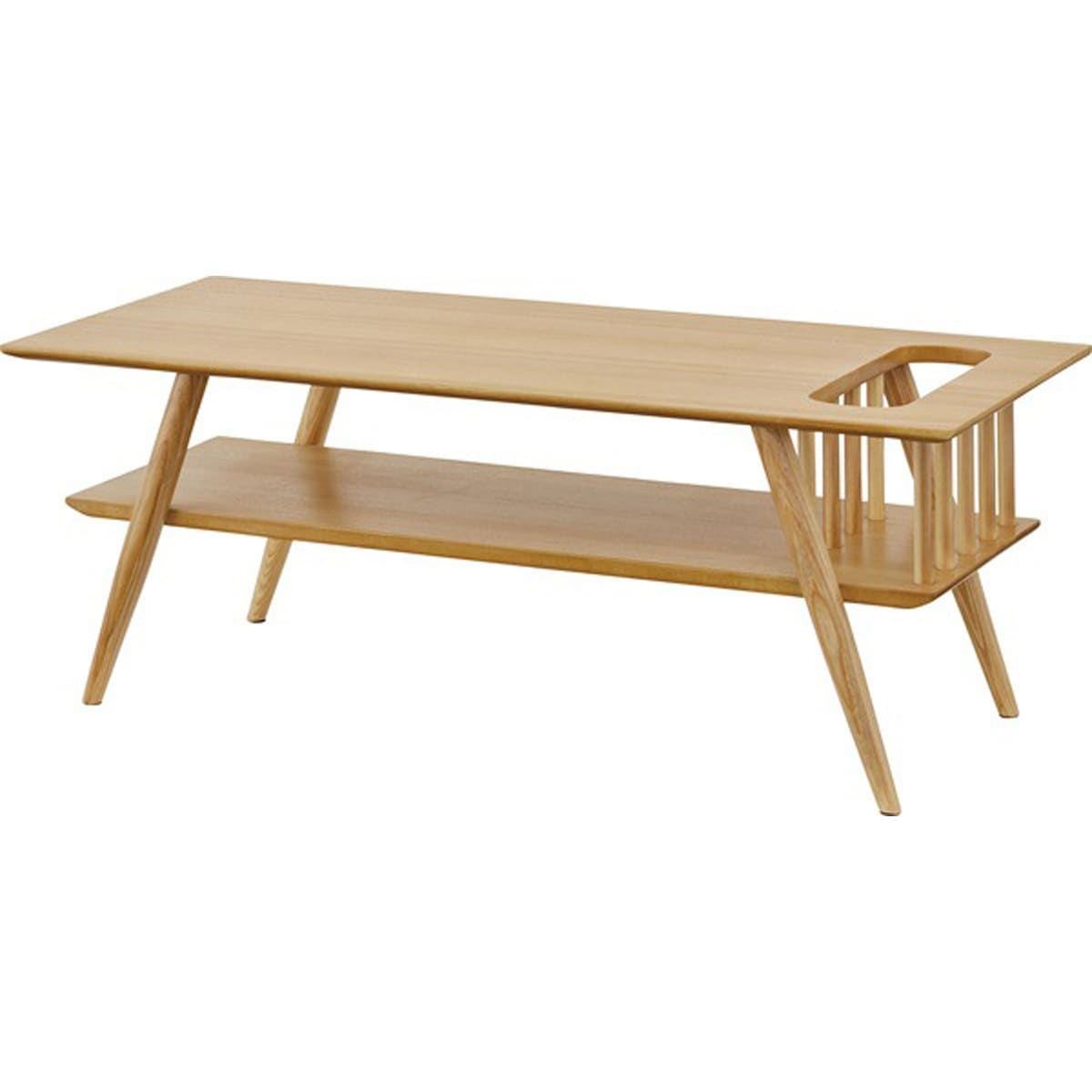 センターテーブル SOT-105NA コーヒーテーブル 北欧 ローテーブル マガジンラック付 おしゃれ 木製 カフェテーブル 棚付テーブル ナチュラル カジュアル 天然木 幅105センチ パソコンデス