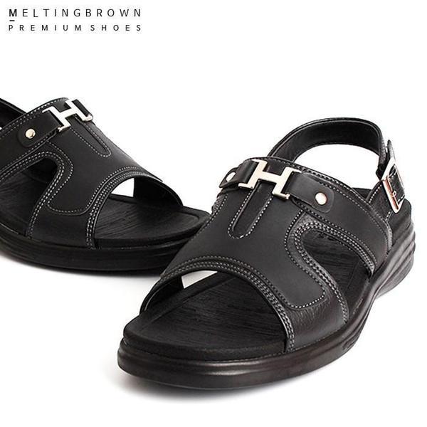 男性用レザーサンダル オフィス高級サンダル 男性用夏ビーチサンダル MX22