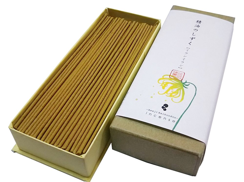 淡路梅薫堂の上質お香 精油のしずく イランイラン 30g 花の線香 花線香 花の香り かおり いい匂い 精油 アロマ 香る スティック japanese aroma essential oil inc