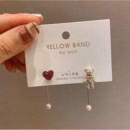 国内無料発送 シルバー925 クマ ハート パール ピアス イヤリング 金属アレルギー対応 彼女 レディース 韓国ファッション 揺れる