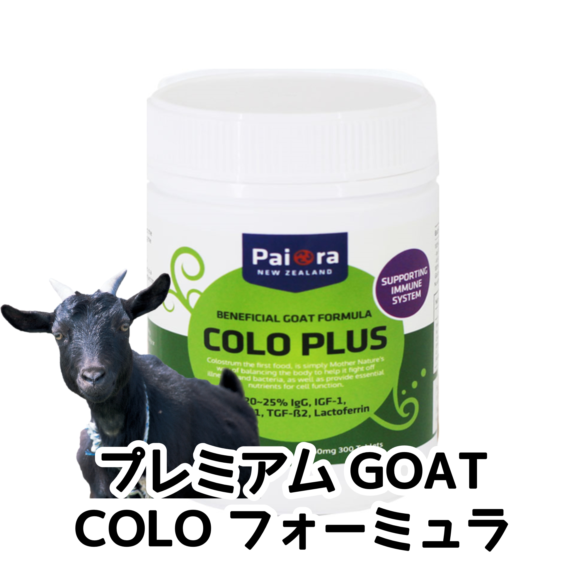 コロプラス 免疫因子が含まれている山羊乳初乳 760mg 300タブレット