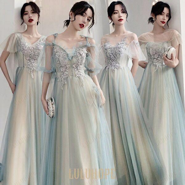 ブライズメイド ドレス ロングドレス 母親 結婚式 大きいサイズ 体型カバー 半袖 フリル オフショルダー ドレス 大人 ピアノ 発表会 演奏会 20代 30代 S M L XL