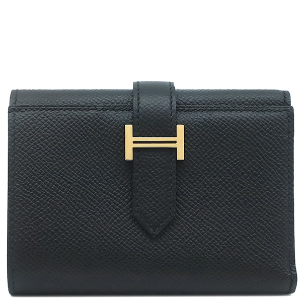 エルメス HERMES 三つ折り財布 ベアン コンビネ ヴォーエプソン ブラック ゴールド金具 黒 B刻印（2023年製） 【箱】【中古】