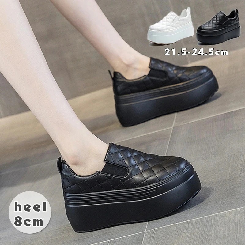 カジュアル レディース 厚底スニーカー 厚底 疲れない スニーカー 歩きやすい スニーカー スニーカー シューズ 厚底 ローカット スニーカー キルティング ヒール8cm レディース 厚底 スリッポン