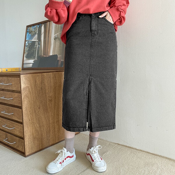 ケダン黒青ロングスカート61654ビッグサイズレディースファッション