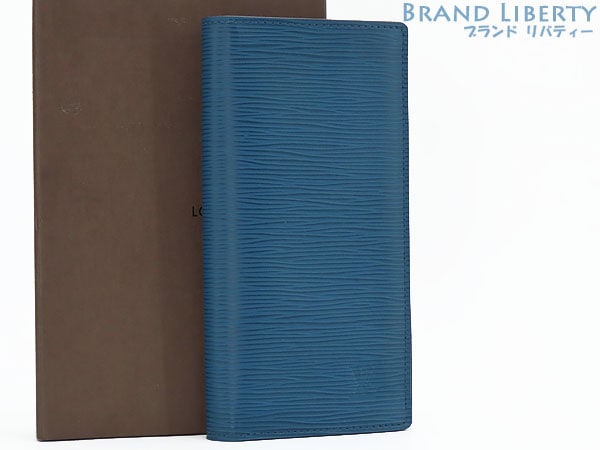 新品同様ルイヴィトンエピポルトフォイユブラザ二つ折り長財布ブルーセレストM60616