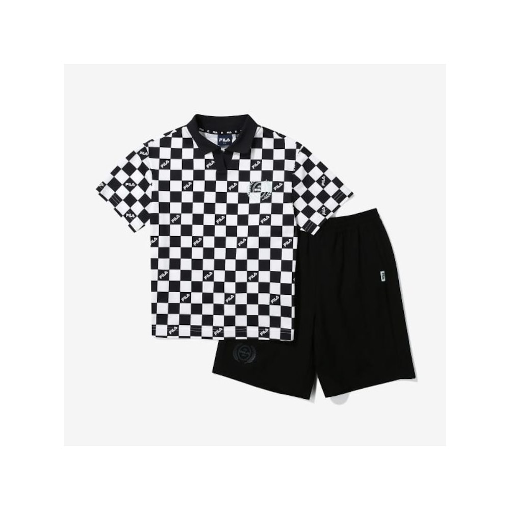 [FILA KIDS] チェッカーボードカラティセットアップ (FK2FSG2205M_BLK) Q0ZFK2FSG2205MBLK