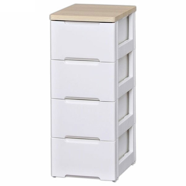 アイリスオーヤマ HG-324 ウッドトップチェスト 4段 (ホワイト/ナチュラル) HG324