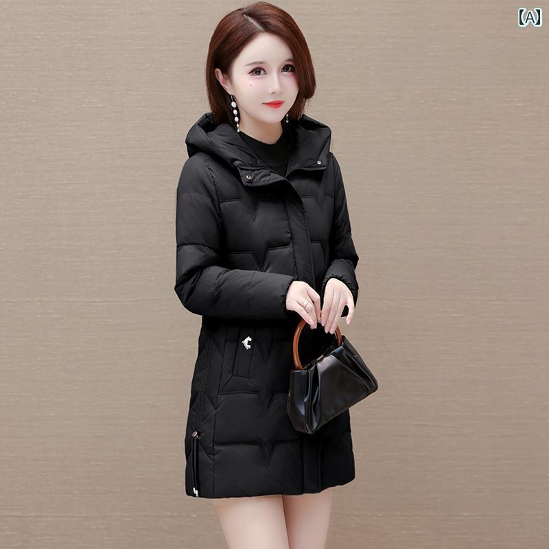 レディース ダウンジャケット 母 冬 ミドル丈 暖かい ダウン ジャケット 大きいサイズ スリム 厚手