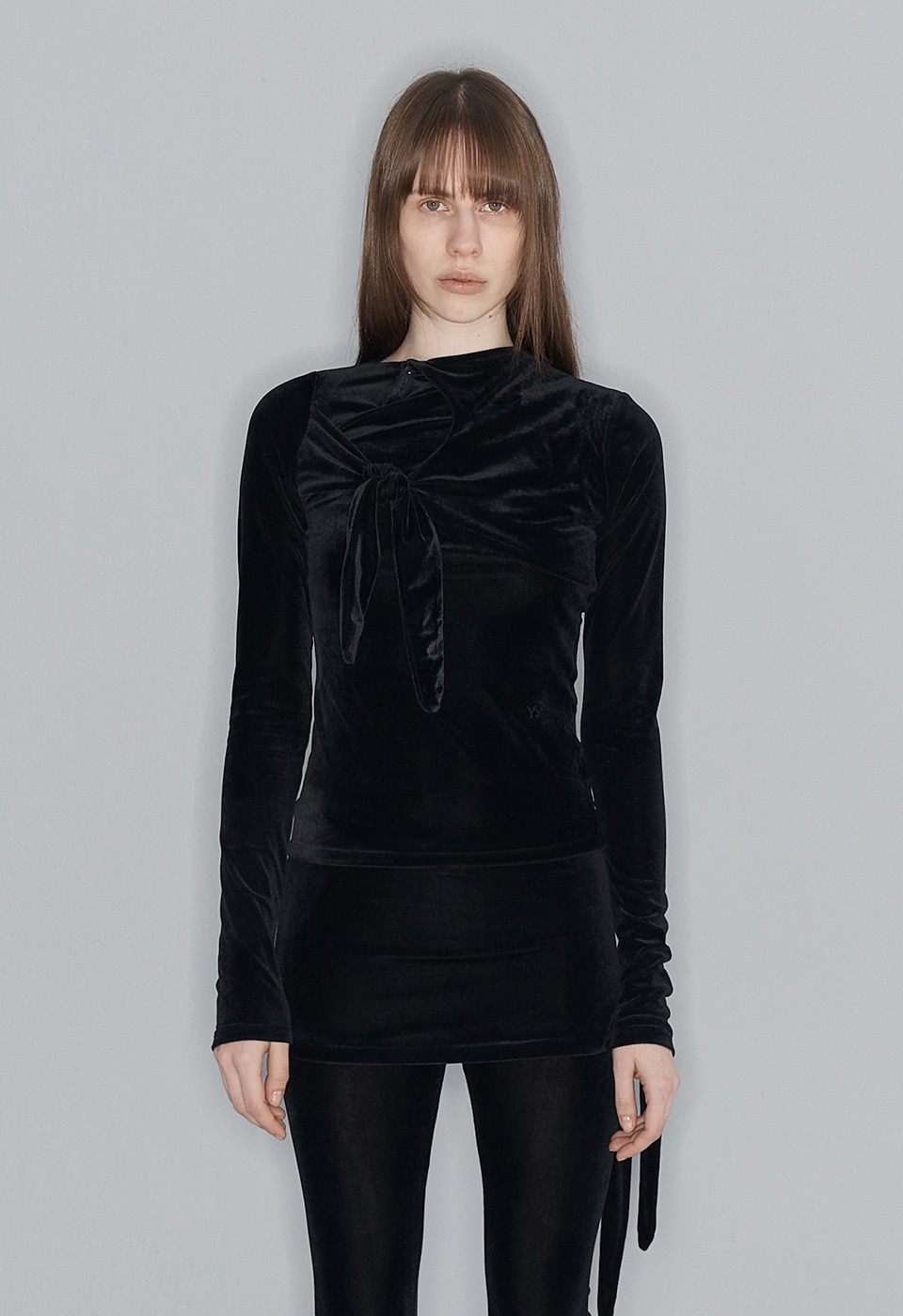 【OPEN Yy】 VELVET KNOT TOP : BLACK