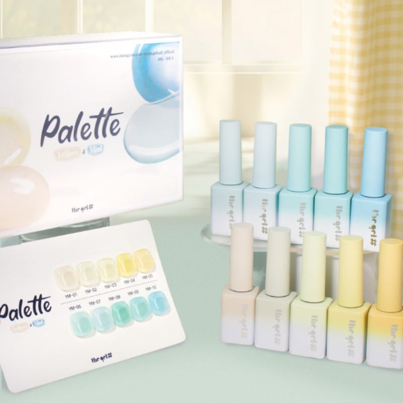 THE GEL# / Palette Yellow & Mint Non-Wipe Syrup Gel 10 Set