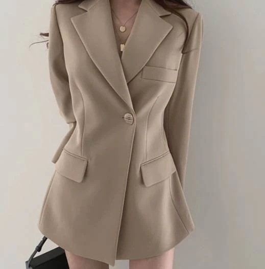 レディース ジャケット アウター 上着 ミドル丈 長袖 襟付き ストレート スマート ポケット