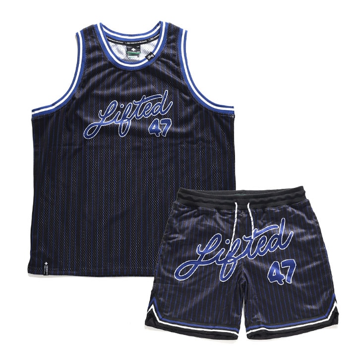 LRG セットアップ ノースリーブ 上下セット ゲームシャツ タンクトップ ハーフパンツ メンズ 春夏用 黒 大きいサイズ エルアールジー ナンバー ストライプ