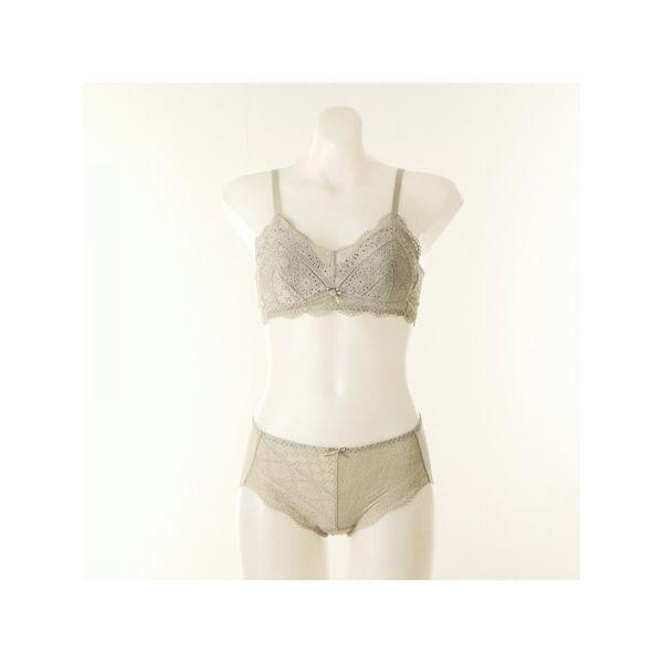 ビーナス正常 Cカップ アイレット ビンテージ ムード ノンワイヤー ブラレット + ヘム パンツ SET VBRW640C P.._P404230823