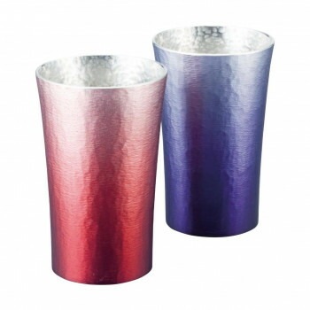 大阪錫器 錫製タンブラー200ml2客セット 16-1-1N2P 赤/紫 4112-039