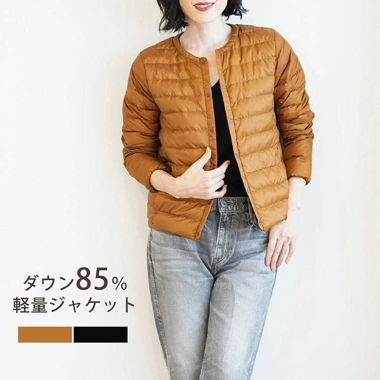 ダウンジャケットレディース軽量ノーカラー丸襟ライトダウンレディースダウンアウターダ
