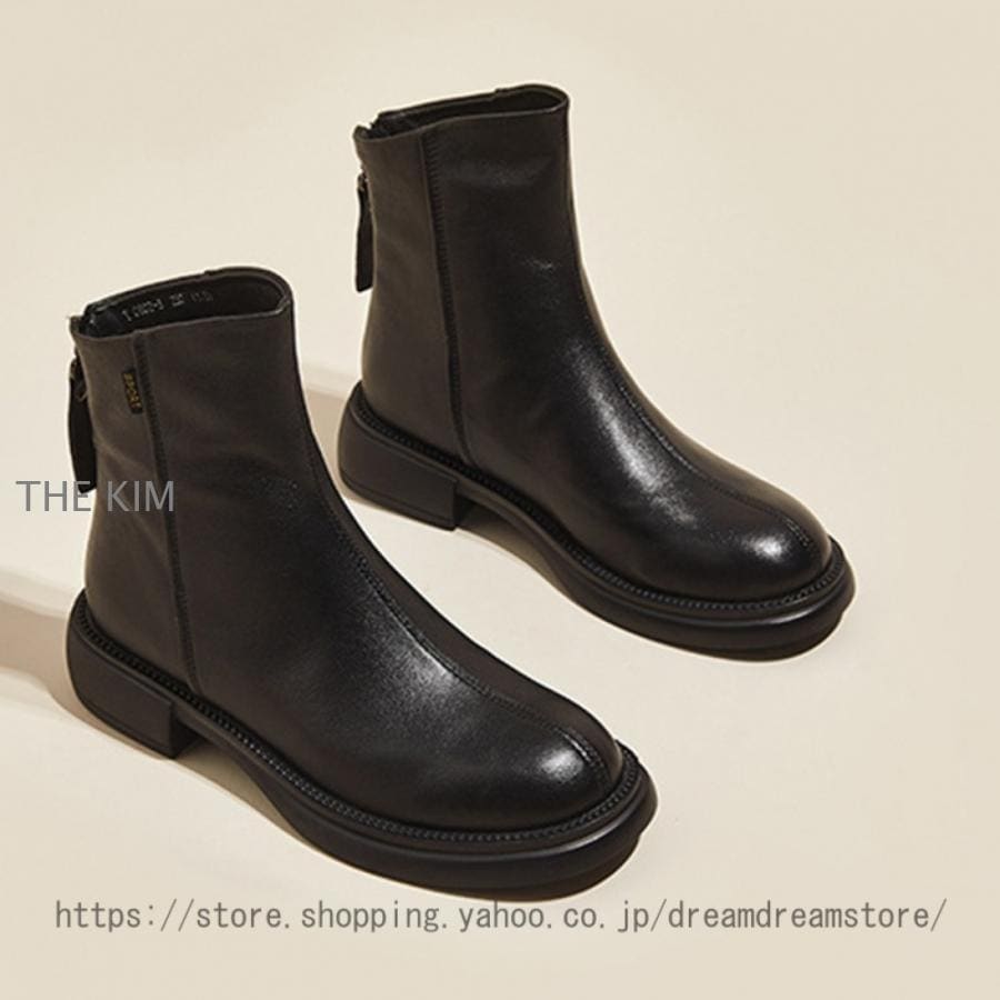 レディース ショートブーツ 本革 バックジップ 柔らかい 歩きやすい カジュアル ショート ブーツ 大きいサイズ ローヒール3.0cm ペタンコ 痛くないブーツ 脚長