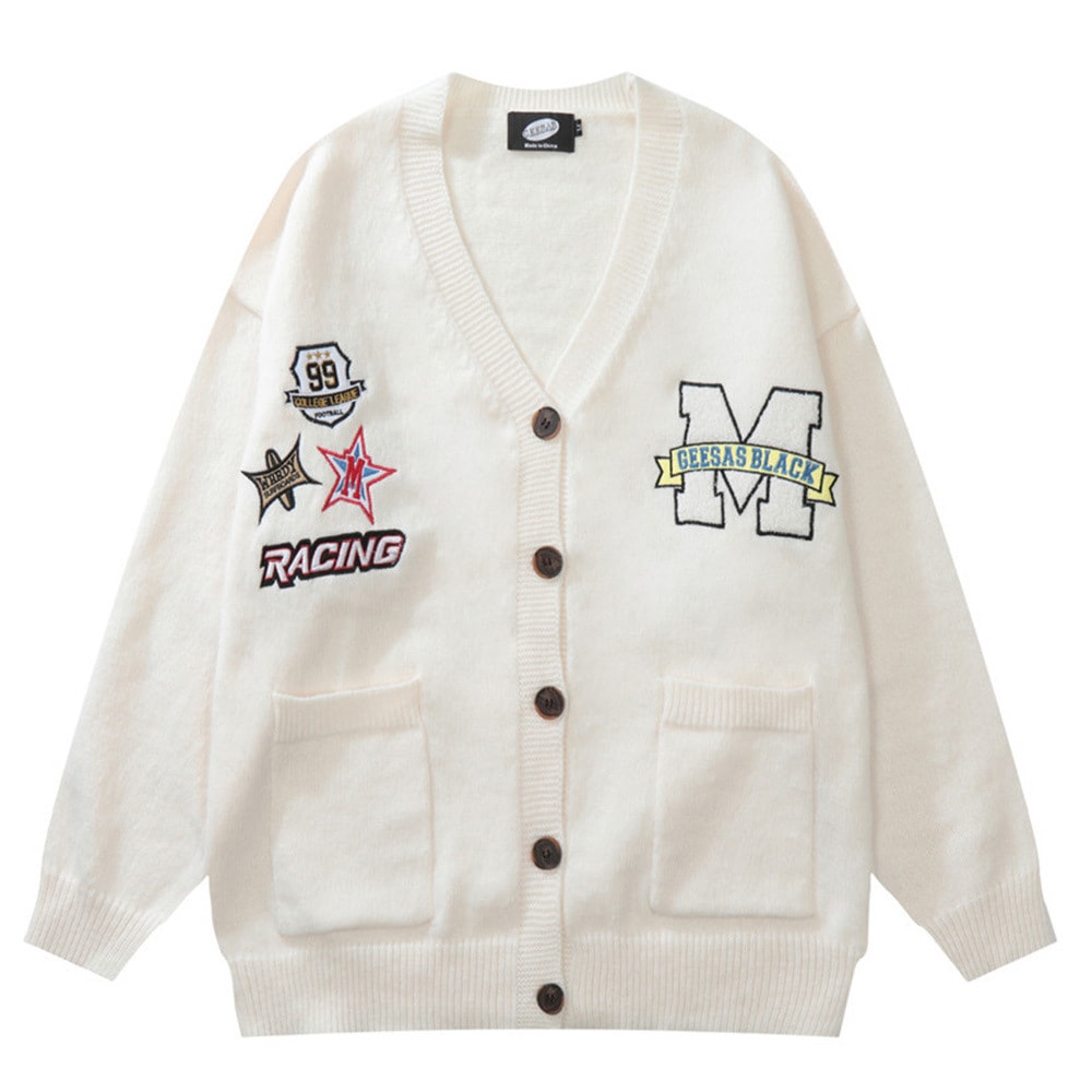 Vネックカーディガン秋冬カジュアルポーチデザインセンスミニニットコート男