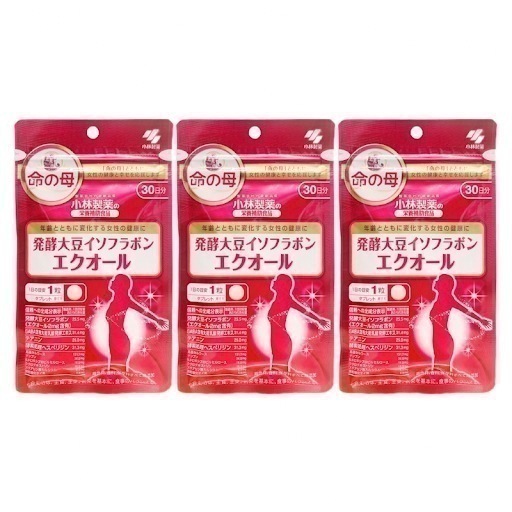 小林 製薬 エクオール 30粒 発酵大豆イソフラボン サプリメント 命の母 3袋セット