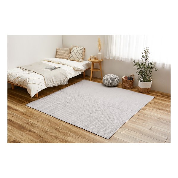 洗えるキルトラグ デコール ホットカーペットカバー 床暖房可 約190×240cm グレー 600009612
