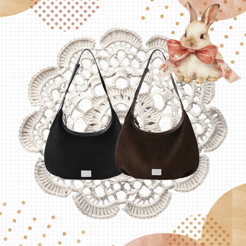 CLASSIC LOGO ROUND SUEDE SHOULDER BAG 【2025 FW】 black brown 韓国ファッション ブランド 正規品