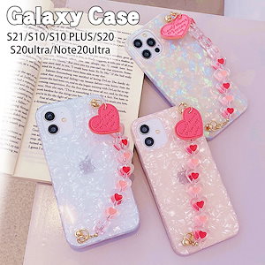 galaxy s20 ケース チェーン付き ハートかわいい sumsung 携帯ケース おしゃれ