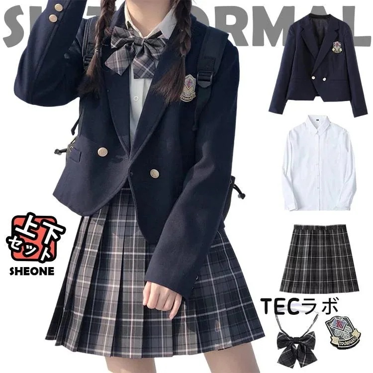 ハロウィン特典なんちゃって制服 セット 韓国 スーツ 卒業式 女の子 制服 160 ピアノ発表会 入学式 卒服 jk 高校生 ブレザー セットアップ 卒服 女子高生 フォーマル 入学式