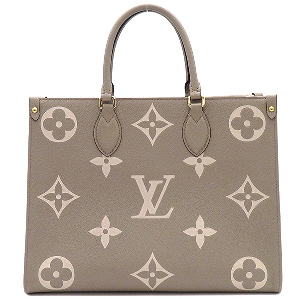 ルイヴィトン LOUIS VUITTON 2WAYバッグ オンザゴー MM バイカラーモノグラムアンプラントレザー トゥルトレール×クレーム ゴールド金具 グレージュ トート ショルダー M45494