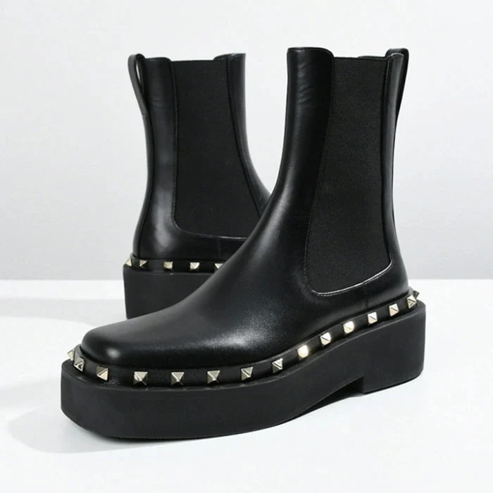 ブーツ シューズ スタッズアンクルブーツ S0HE0 RPX レザー ブラック 黒 サイドゴア ラバーソール 人気 おすすめ ギフト