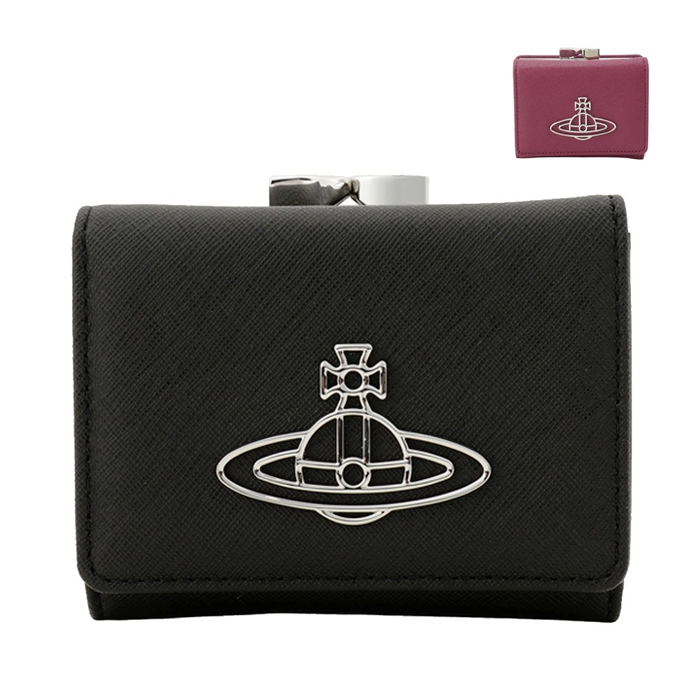 【最短翌日着】 ヴィヴィアンウエストウッド 財布 Vivienne Westwood 三つ折り財布 SAFFIANO THIN LO SM FR WALLET レディース ミニ財布 コンパクト ウォレ長財布
