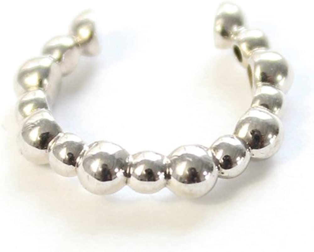 [PURÉZZA] レディース デザイン イヤーカフ イヤリング ノンホールピアス ピアリング k10 ホワイトゴールド カットボール 片耳用