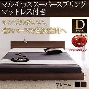 シンプルヘッドボード フロアベッド [llano]ジャーノ [マルチラススーパースプリングマットレス付き] ダブル [フレーム色]ブラック