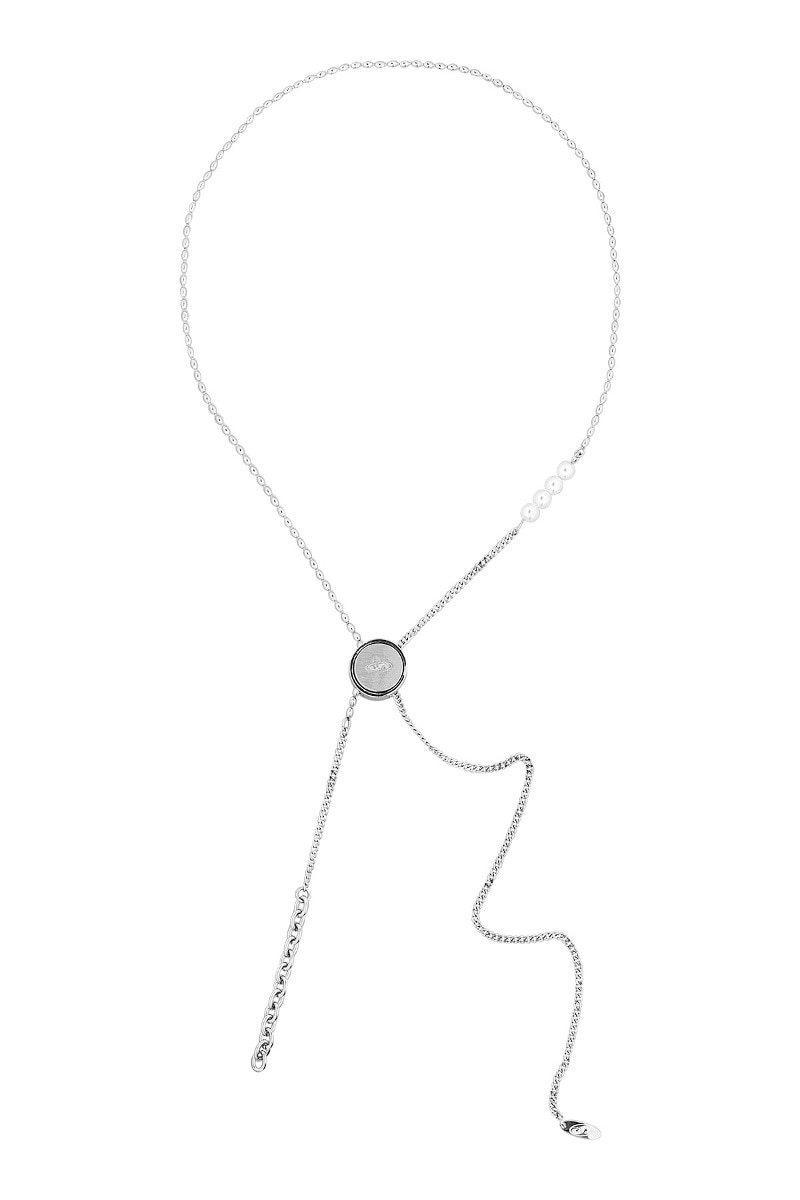 【SENTIMENTS】 NO.478 [SILVER] CIRCLE CODE LOCK PEARL NECKLACE