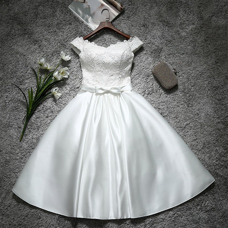 ウエディングミニドレス 安い ミニドレス 結婚式 白 パーティードレス 演奏会 二次会 ウェディング 6,733円