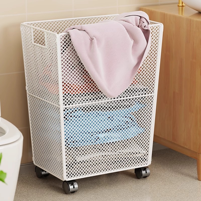 汚れた洗濯バスケット汚れた衣服収納バスケット家庭用ホイール移動可能なバスルーム衣服洗濯洗濯ロウンドリーバスケット
